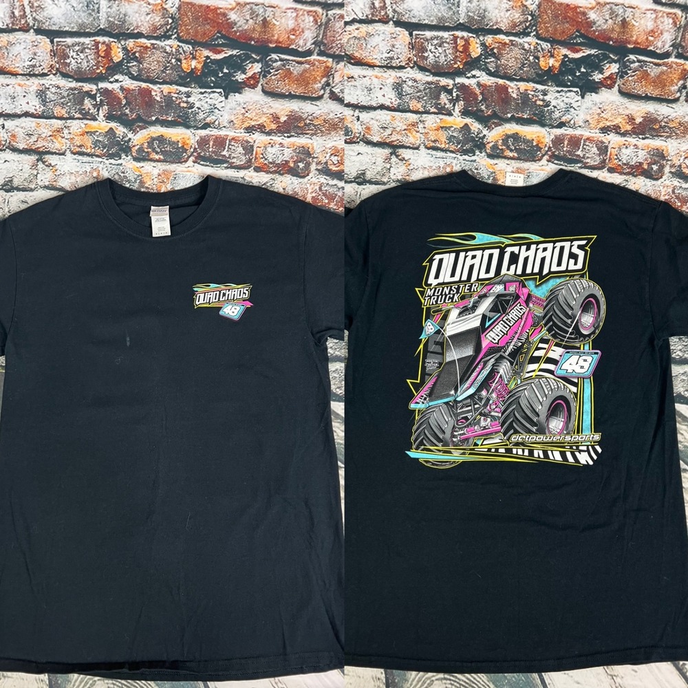Quad Chaos Monster Truck T-Shirt‎ Mens Medium Black Racing Graphic Tee